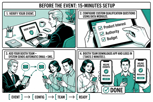 Before the event: 15-minutes setup illustration